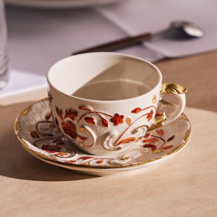 villari taormina tea cup   saucer red