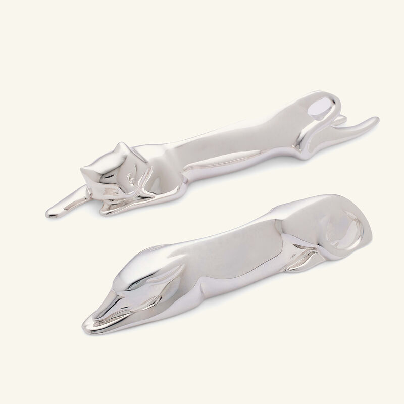 Gallia Dog & Cat Knife Rests Silver Plated christofle gallia dog cat knife rests silver plated