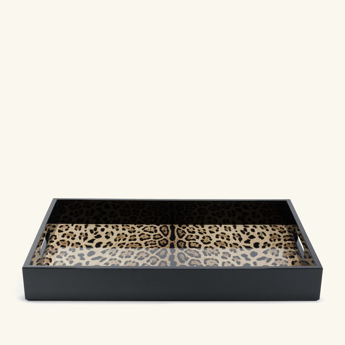 dolce gabbana casa leopard tray rectangular large brown