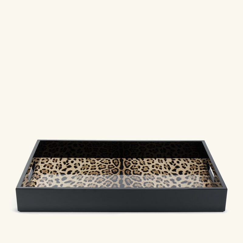 dolce gabbana casa leopard tray rectangular large brown