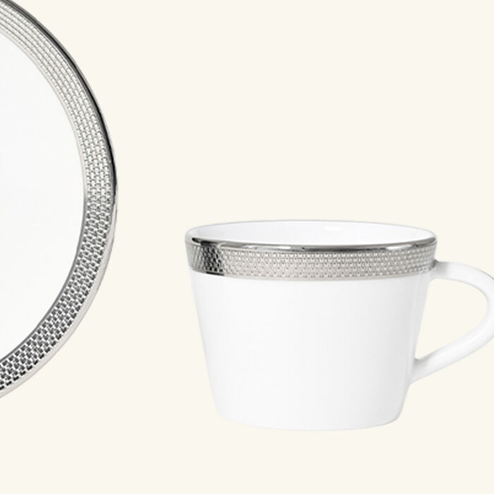 Maille Platine Moka Coffee Cup & Saucer Set Of 4 White bernardaud maille platine moka coffee cup saucer set of 4 white