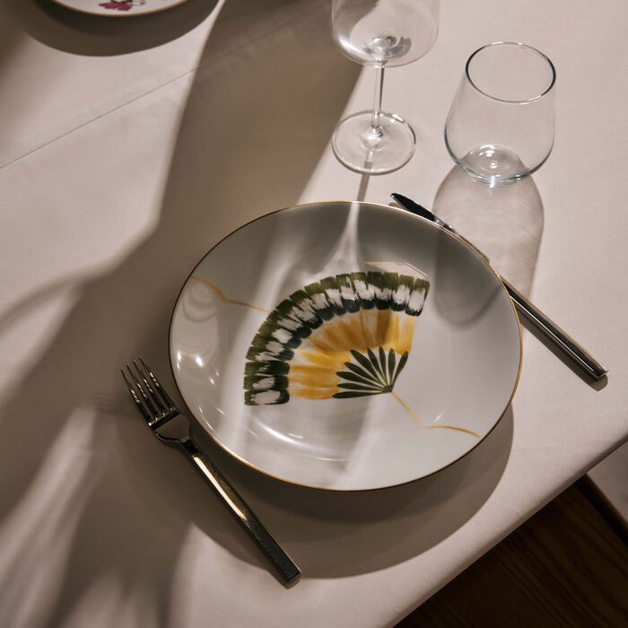 marie daage ginkgo dinner plate round green 26cm
