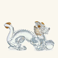 باكارا منحوتة زودياك على شكل تنّين صغيرة جدًا باللون الذهبي