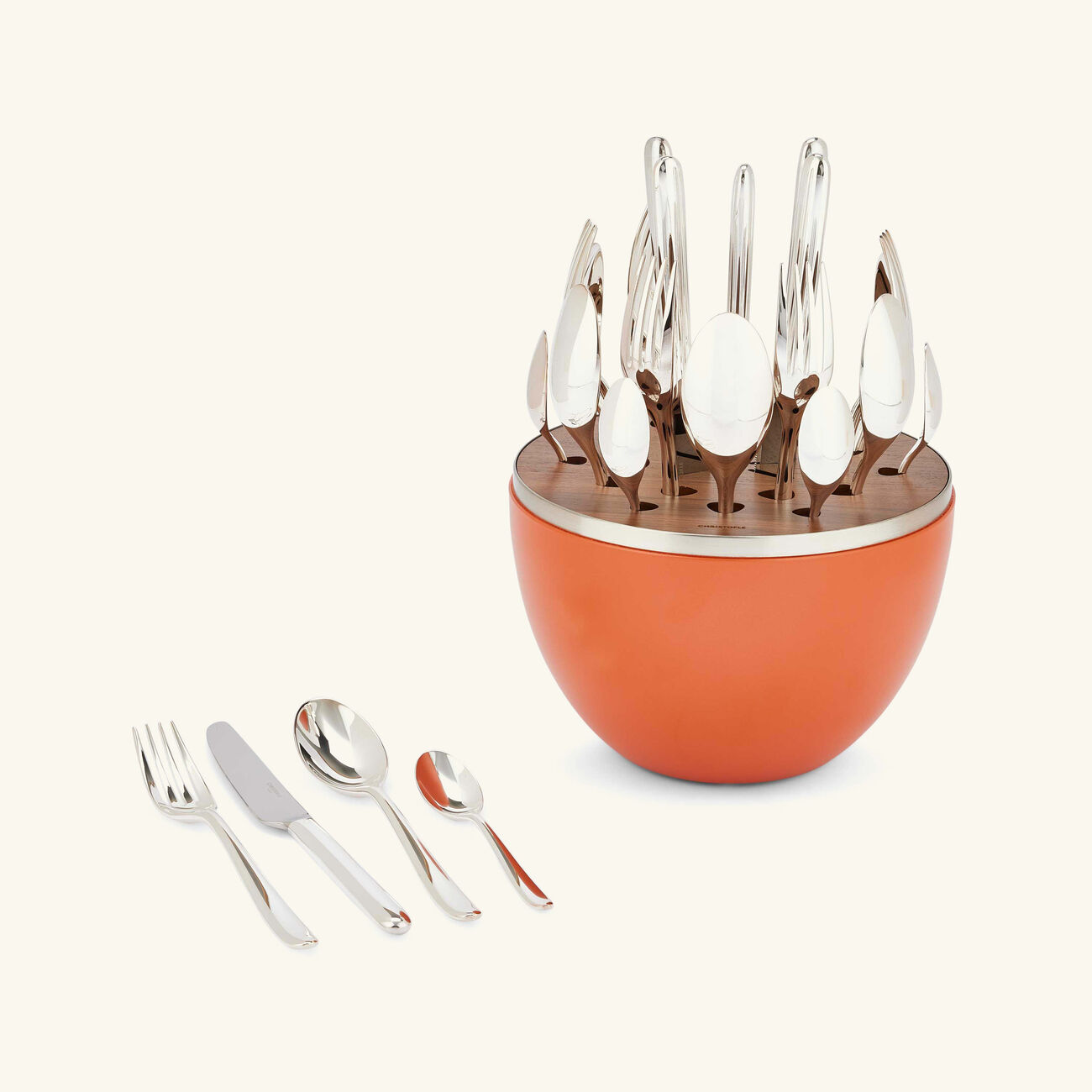 christofle mood roland garros flatware set 24 pieces orange