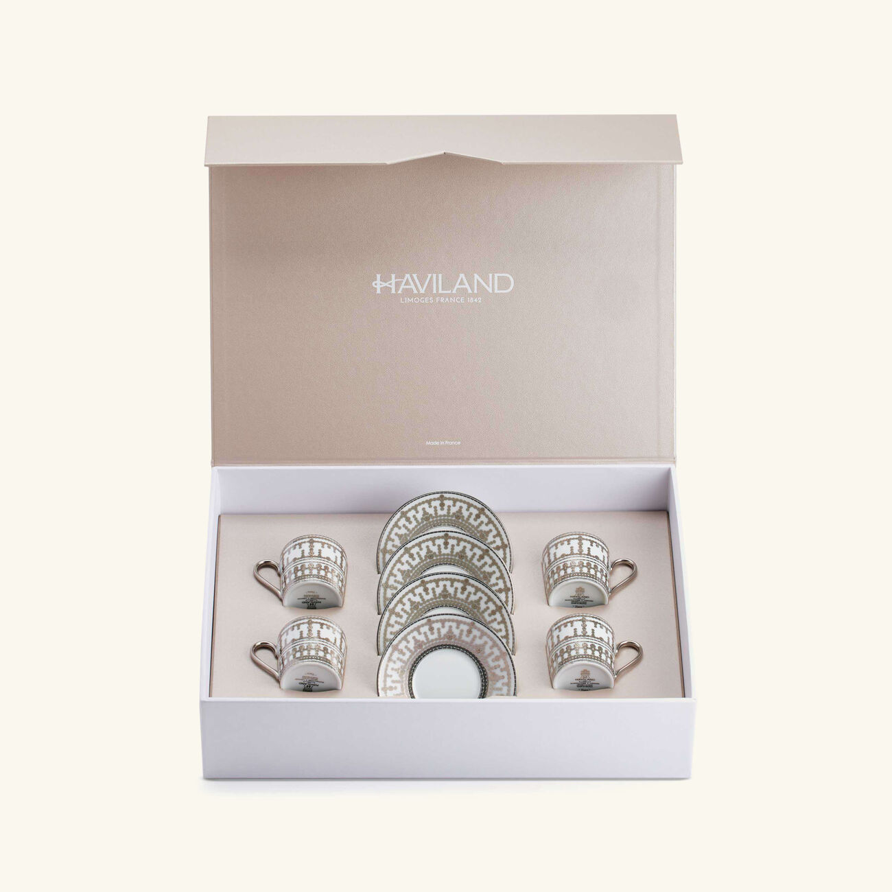 haviland tiara coffee cup saucer silver set of 4