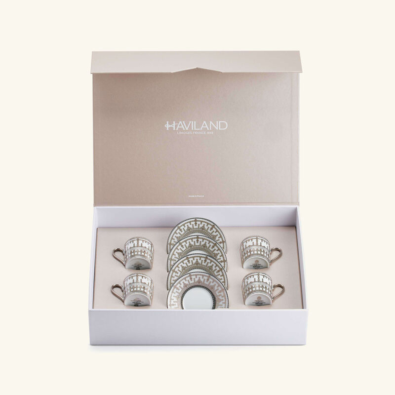 haviland tiara coffee cup saucer silver set of 4