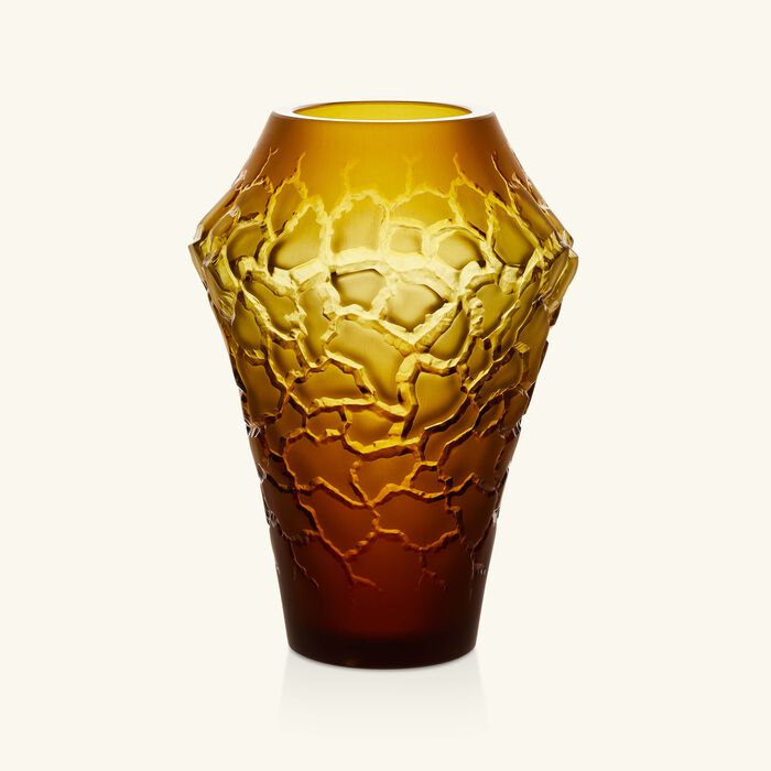 lalique terramineral caldera vase round small yellow