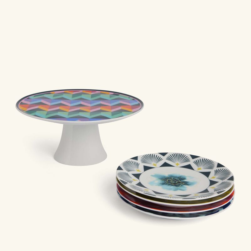 Bahja Cake Stand & Dessert Plate Set Of 4 silsal bahja cake stand dessert plate set of 4