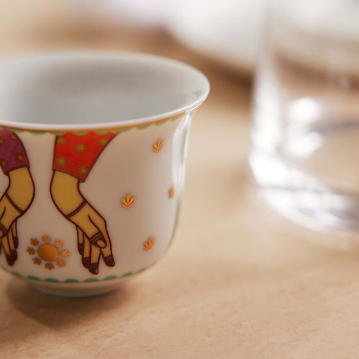 Hessa Arabic Coffee Cup White Set Of 6 silsal hessa arabic coffee cup white set of 6