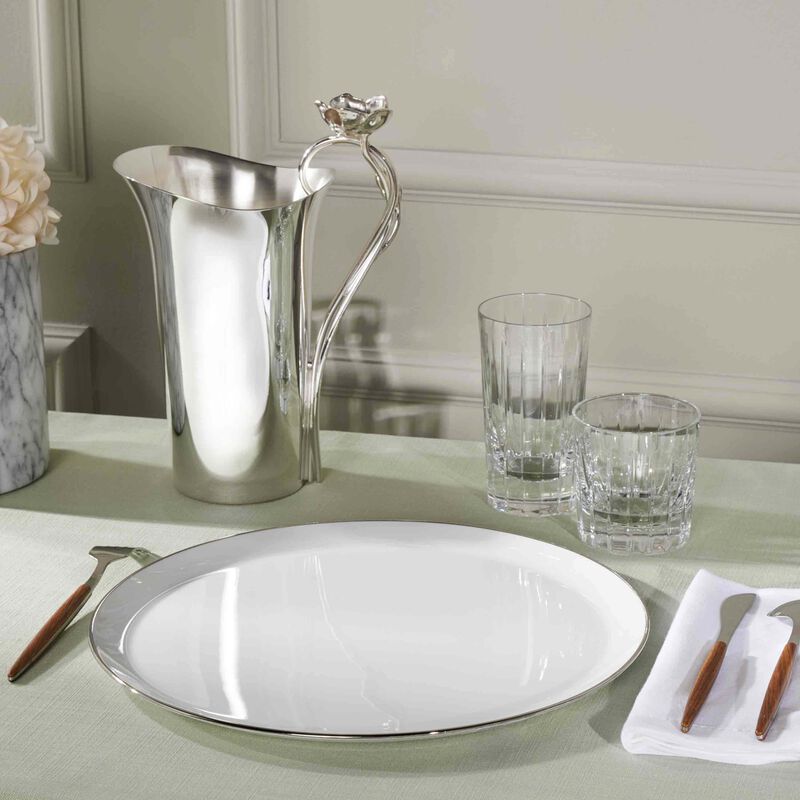 كريستوفل طبق الضيافة آلبي بيضاوي باللون الفضي 31 سم