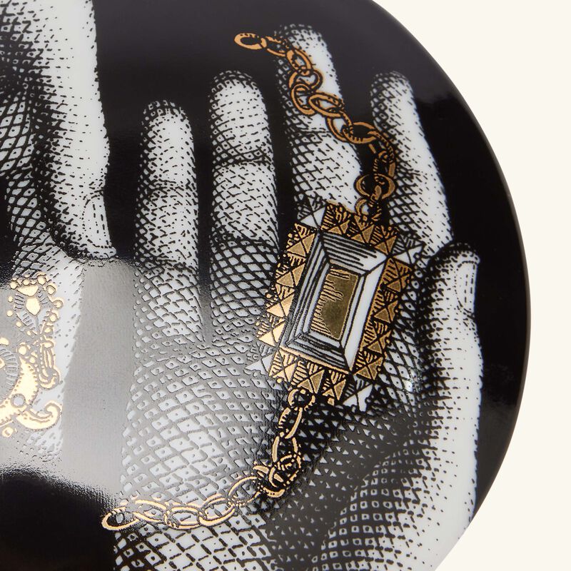 fornasetti mano con gioielli decorative box round black
