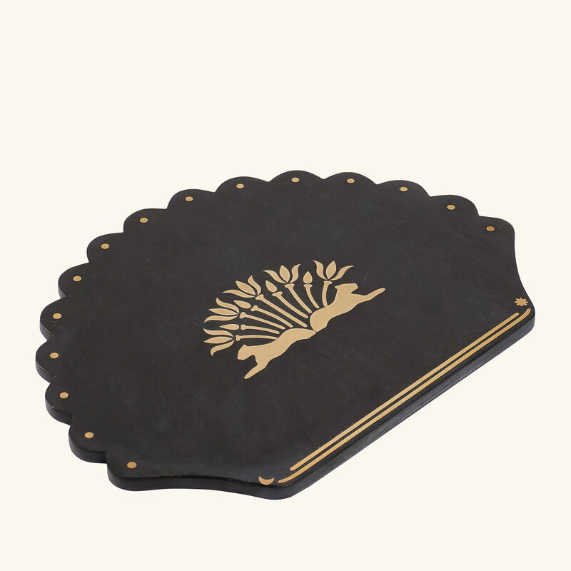 ira udaipur scalloped cheese platter black 24cm