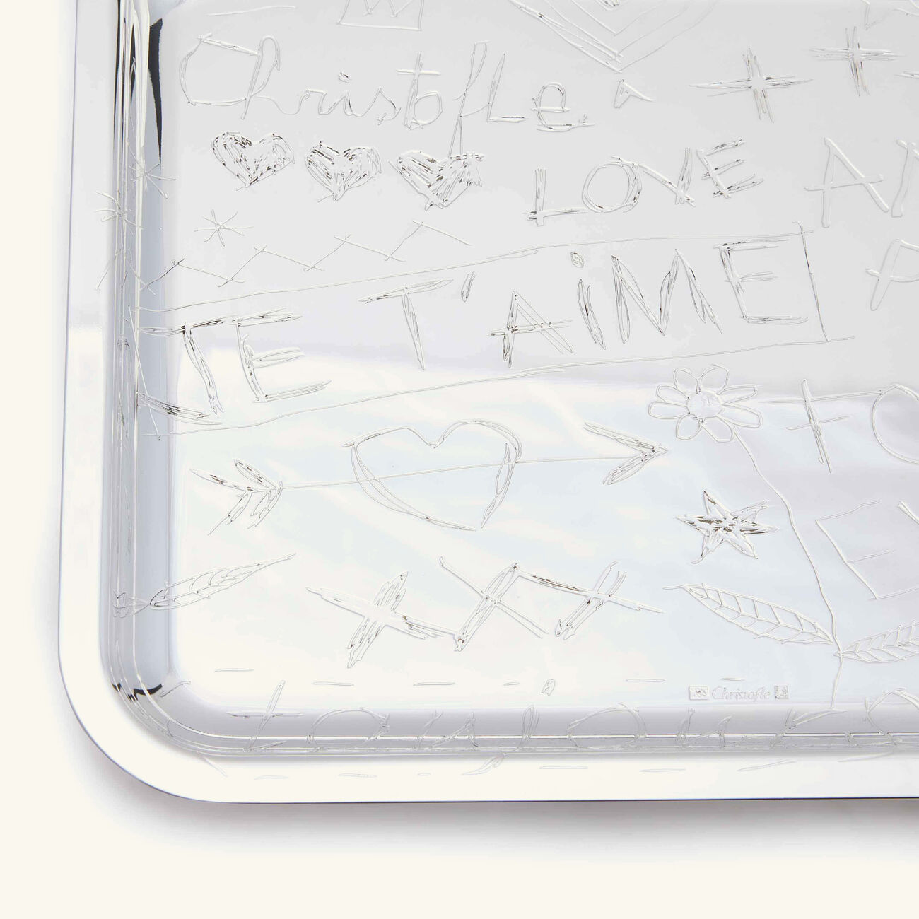 christofle graffiti serving tray rectangular small silver plated