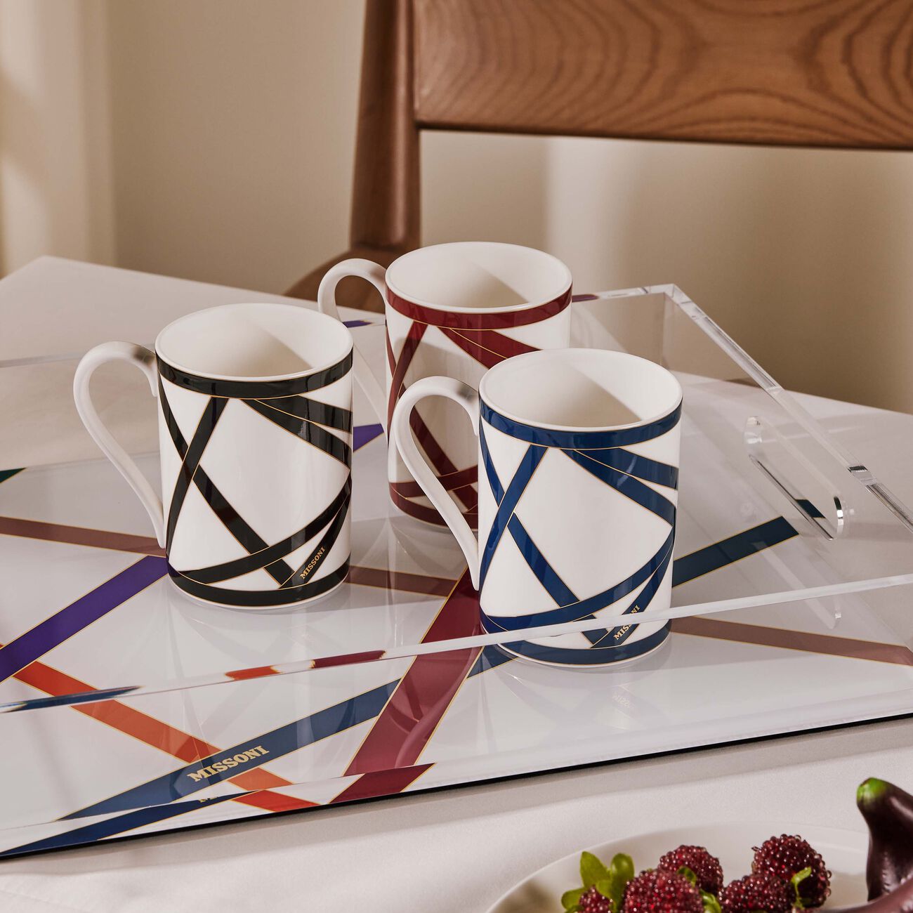 Nastri Tea Cup & Saucer Red Set Of 2 missoni home nastri tea cup saucer red set of 2