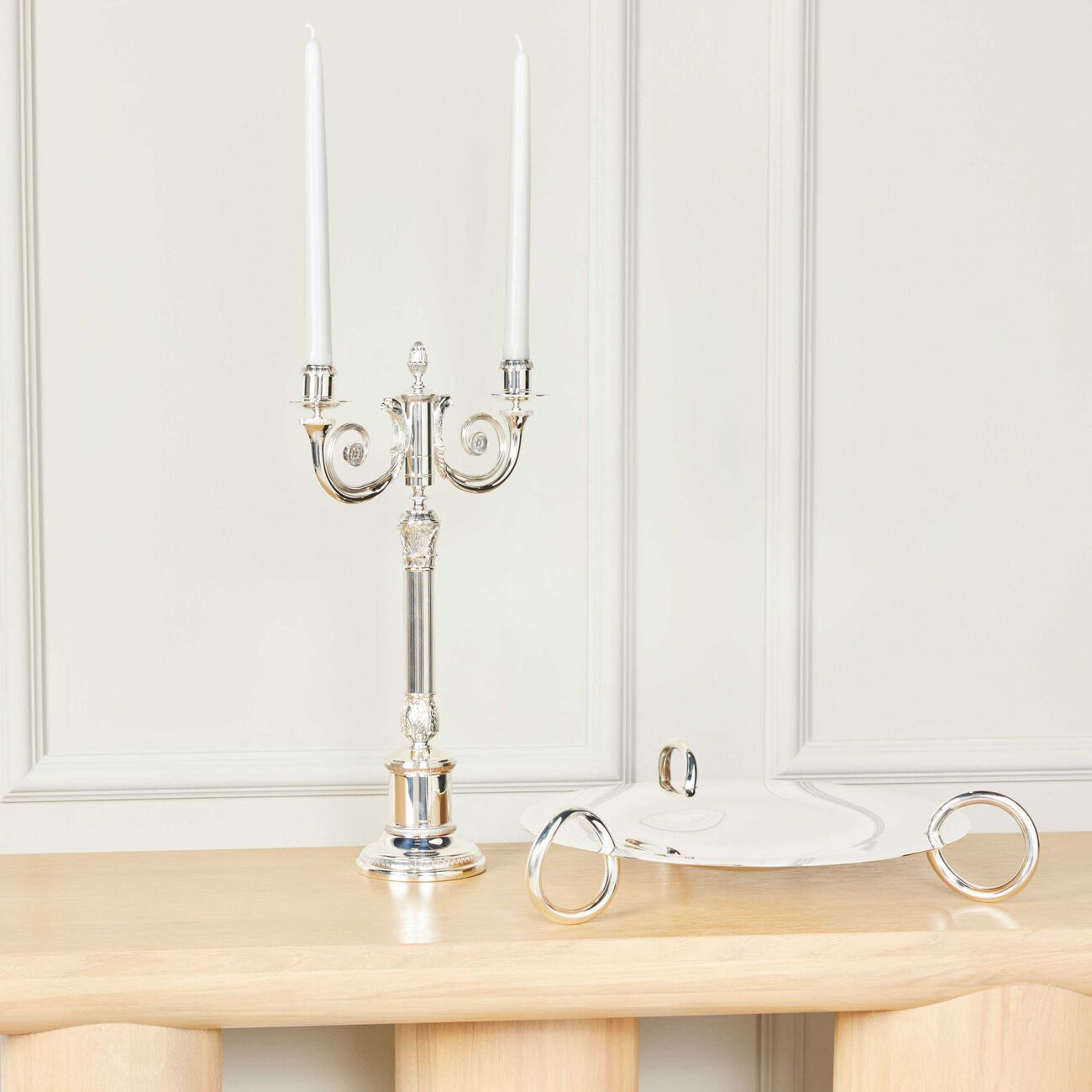christofle malmaison two light candelabra silver plated
