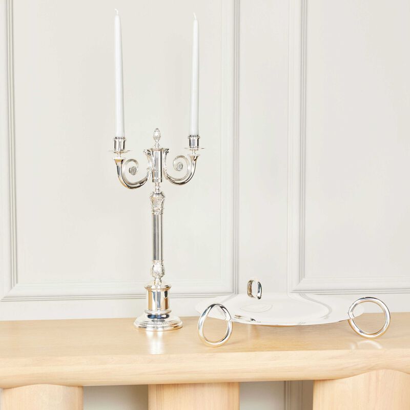 christofle malmaison two light candelabra silver plated