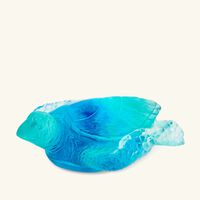 daum mer de corail sea turtle figurine mini light blue
