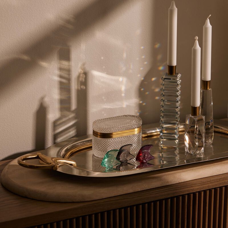 lalique fish figurine mini fuchsia