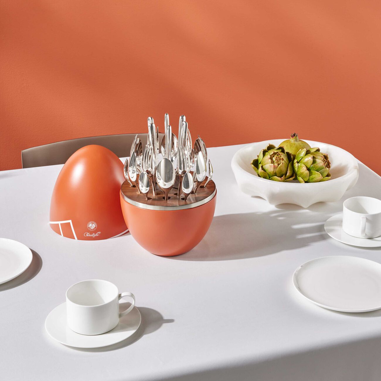 christofle mood roland garros flatware set 24 pieces orange
