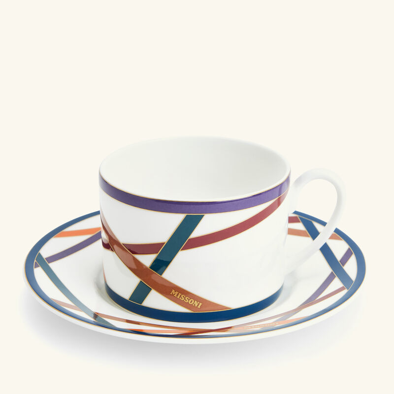 Nastri Tea Cup & Saucer Set Of 2 missoni home nastri tea cup saucer set of 2