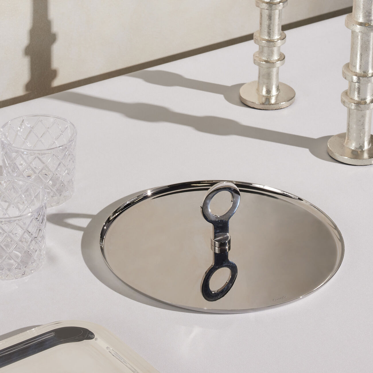 oh de christofle serving plate round stainless steel