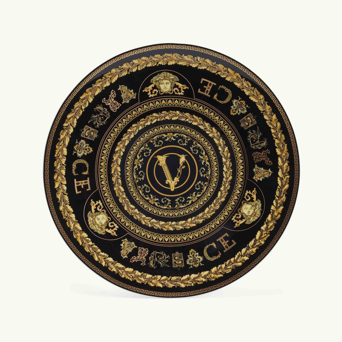 versace virtus gala charger plate round black 33cm