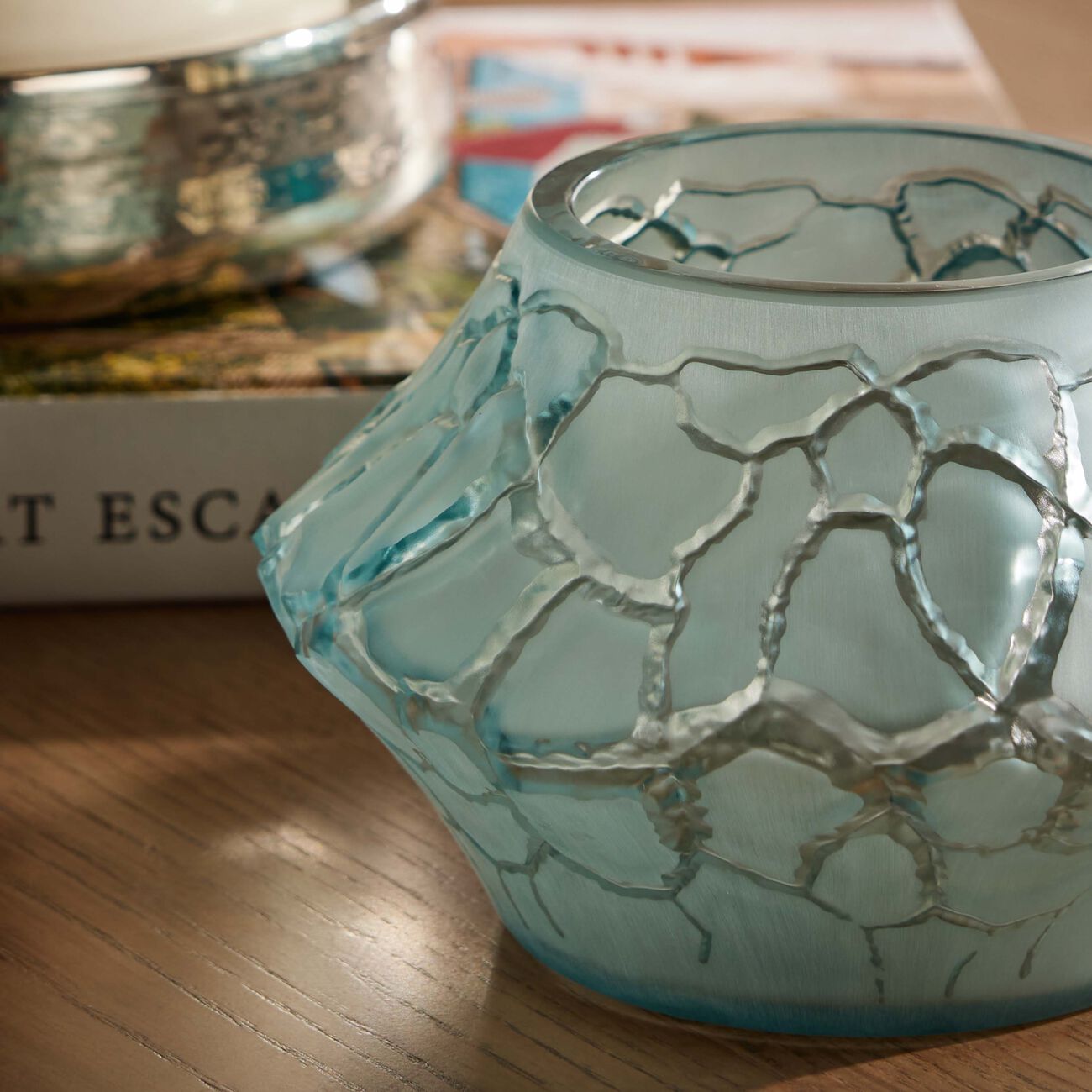 Terramineral Caldera Vase Votive Round Mini Blue lalique terramineral caldera vase votive round mini blue