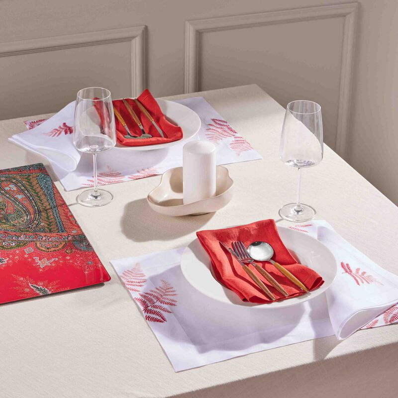 Fougeres Placemat & Napkin Pink Set Of 4 atelier houriatazi fougeres placemat napkin pink set of 4