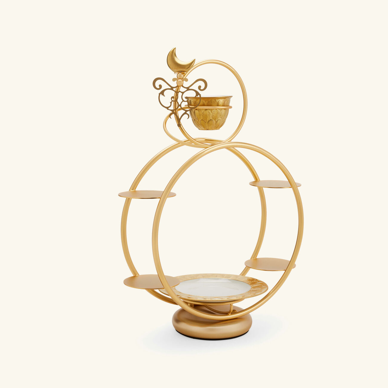 Peacock Round Dessert Holder With Cup Gold villari peacock round dessert holder with cup gold