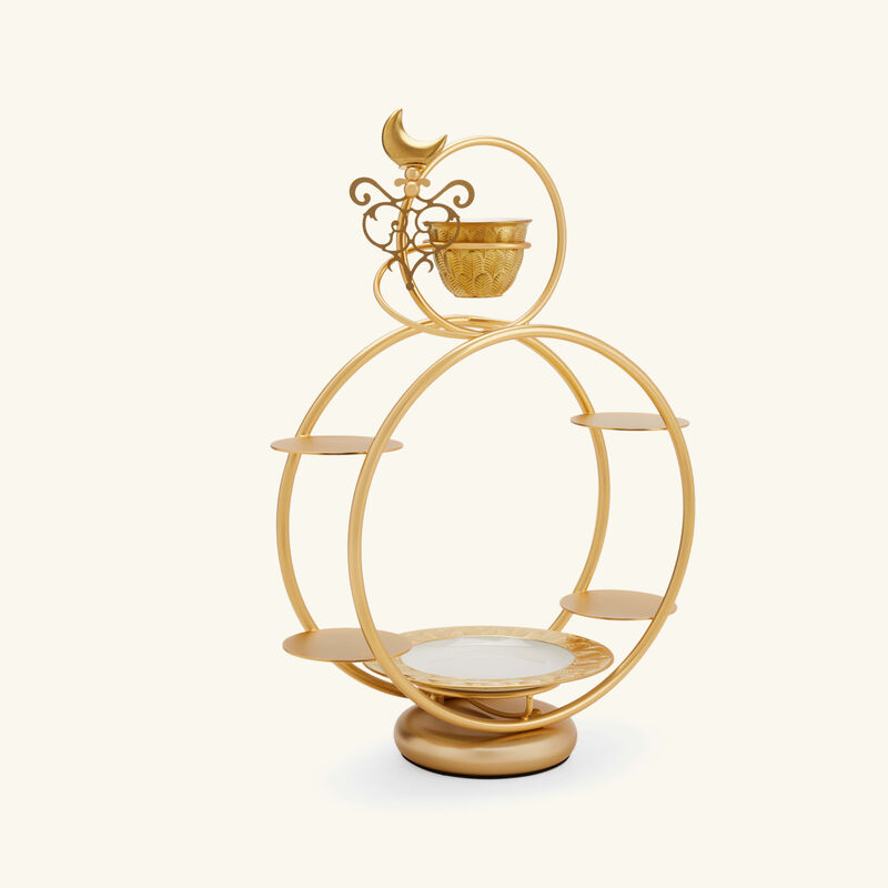 حامل الحلويات بيكوك بتصميم دائري مع فنجان باللون الذهبي فيلاري حامل الحلويات بيكوك بتصميم دائري مع فنجان باللون الذهبي