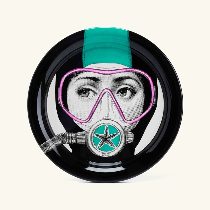 fornasetti silviasub tray round black