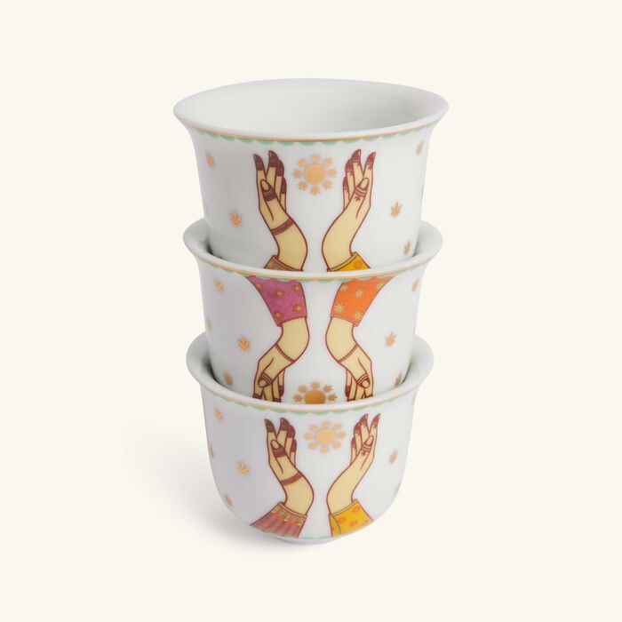 Hessa Arabic Coffee Cup White Set Of 6 silsal hessa arabic coffee cup white set of 6