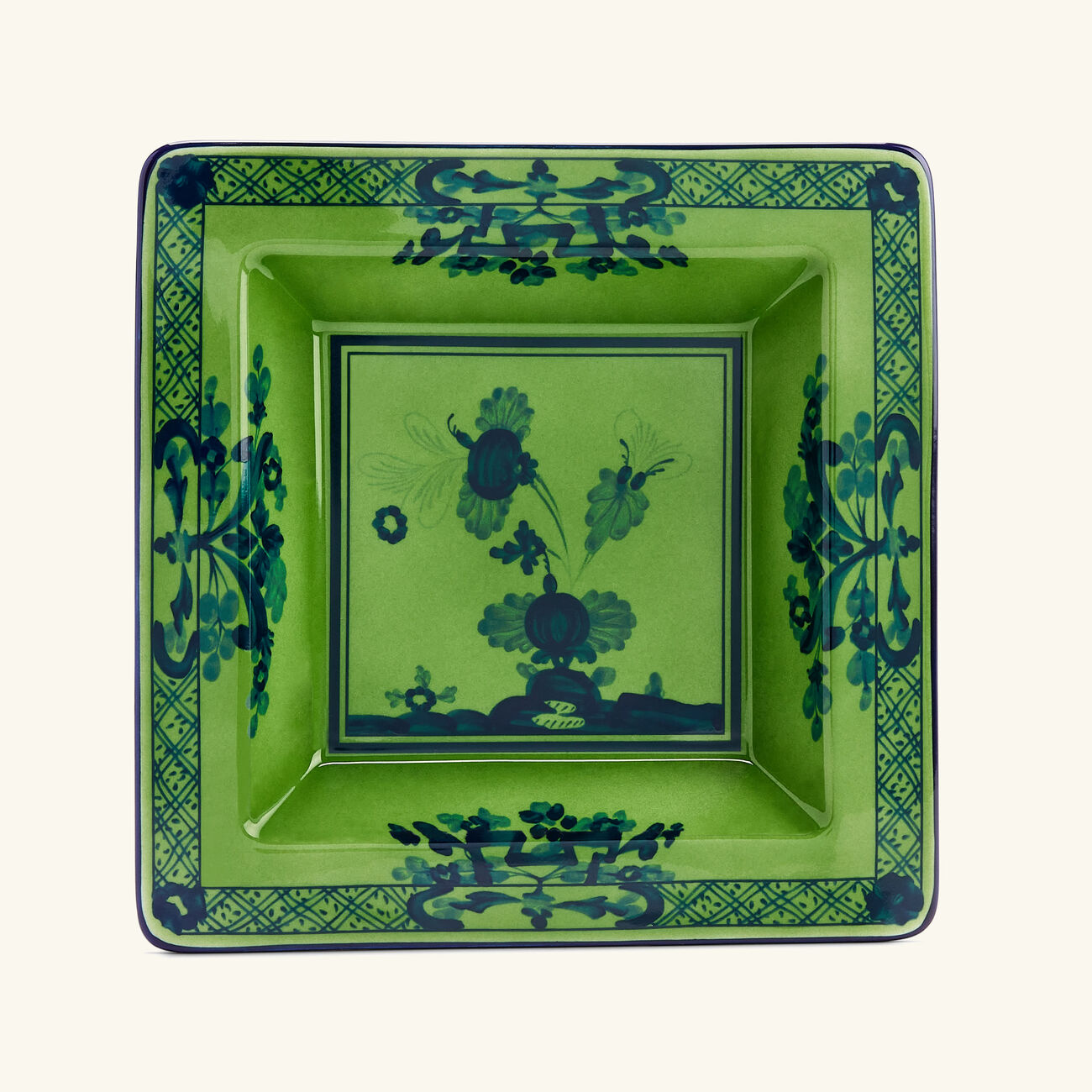ginori 1735 oriente italiano malachite trinket tray square small green