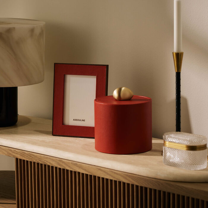 assouline pebble trinket box red