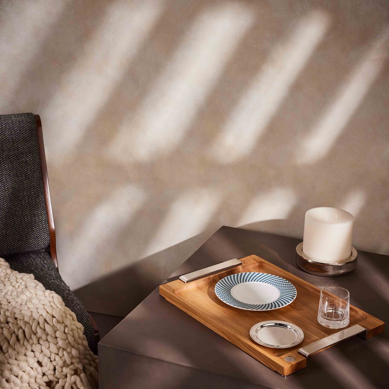 كريستوفل طبق الخبز آلبي دائري باللون الفضي