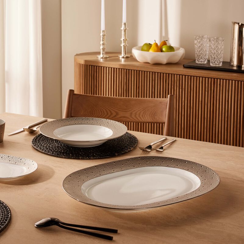 bernardaud ecume serving platter oval silver 43cm