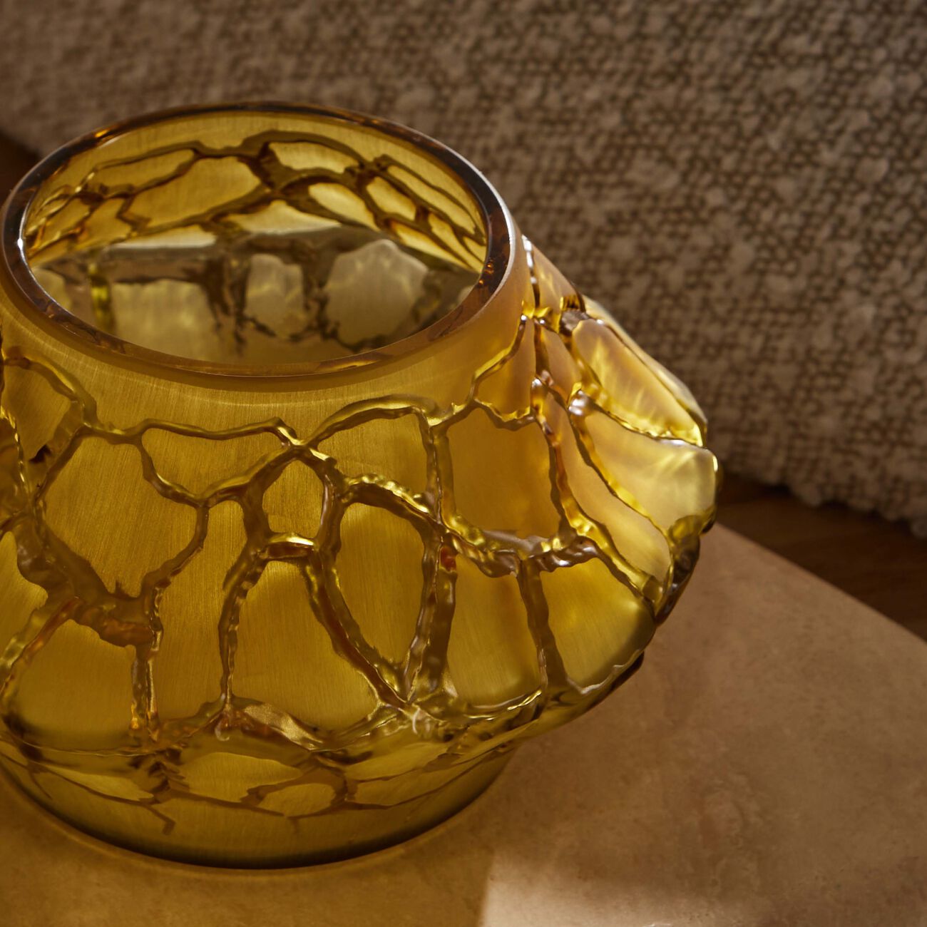 Terramineral Caldera Vase Votive Round Mini Yellow lalique terramineral caldera vase votive round mini yellow