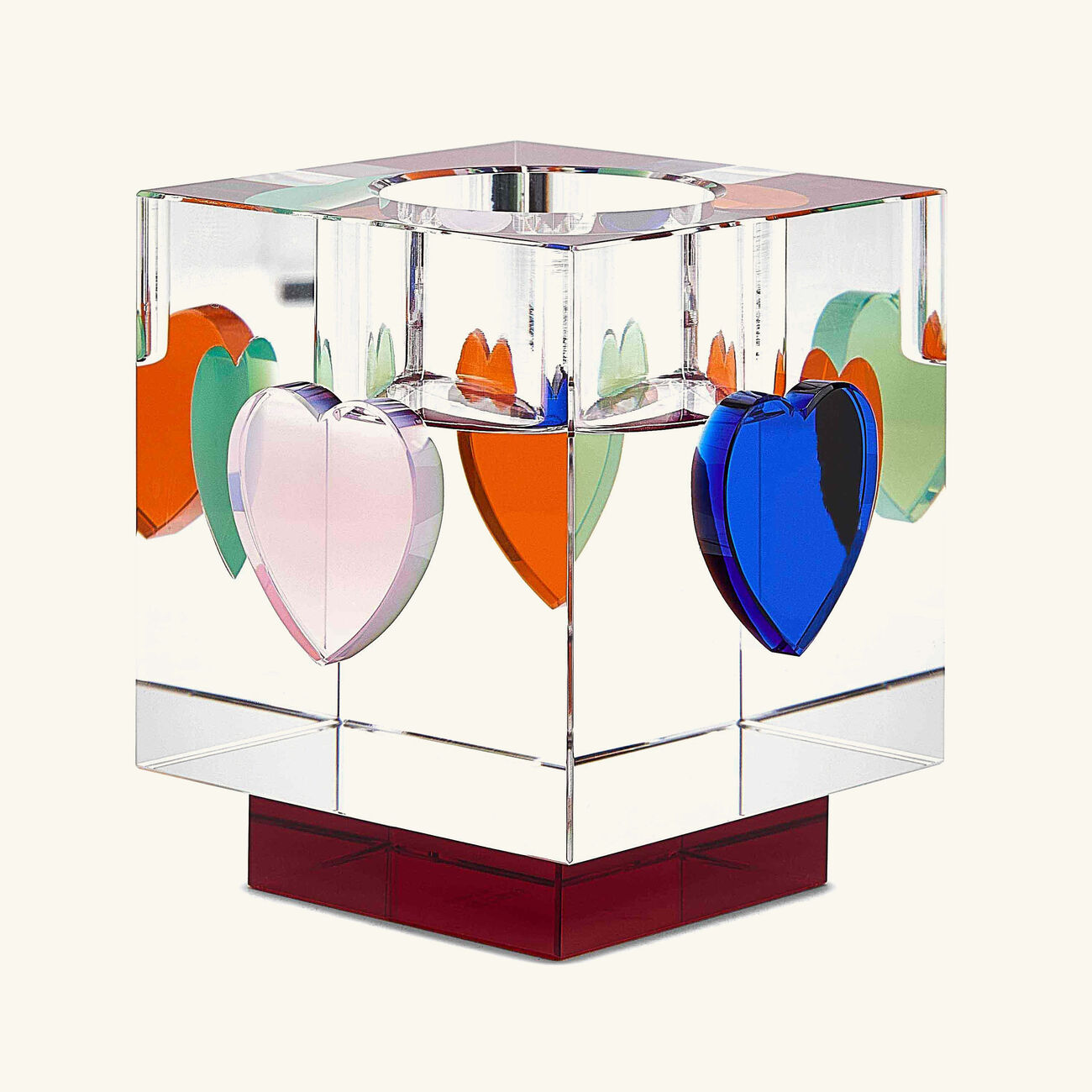 Lea Heart Tea Light Holder Red reflections copenhagen lea heart tea light holder red