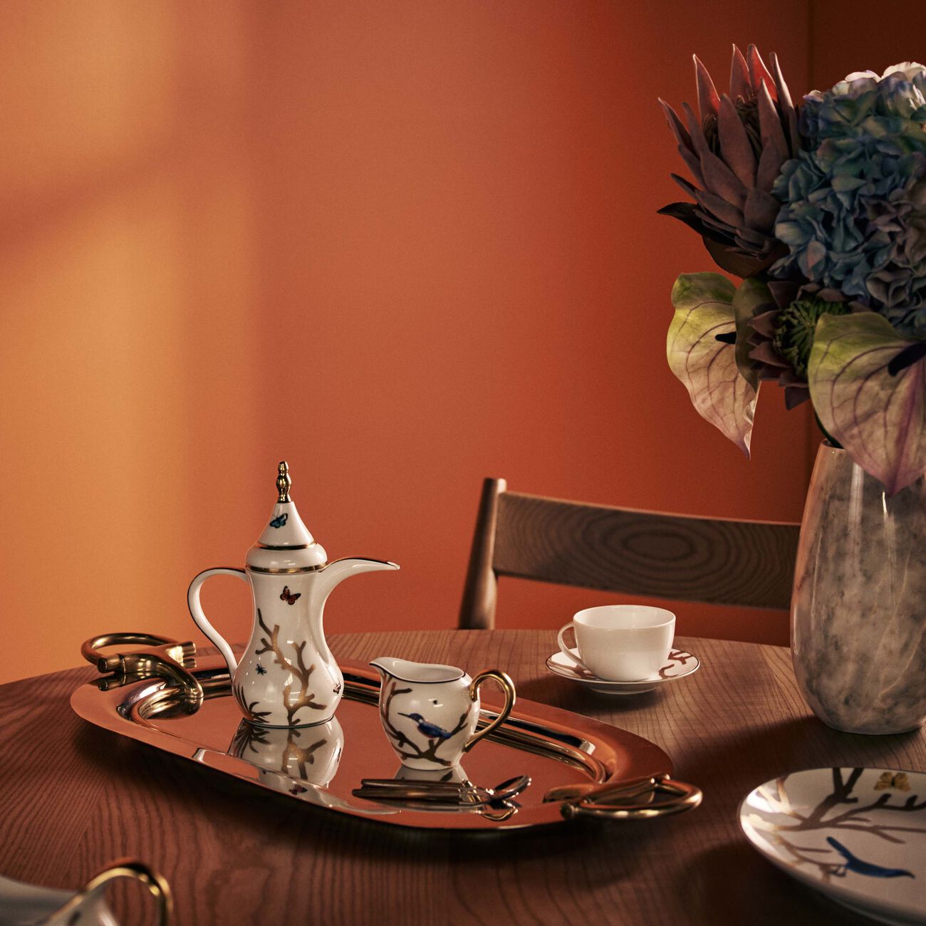 Aux Oiseaux Coffee Pot Gold bernardaud aux oiseaux coffee pot gold