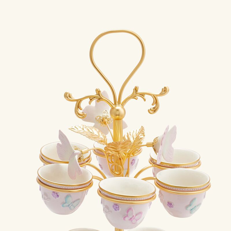 حامل فناجين القهوة العربية بلومينغ باترفلاي وردي فيلاري حامل فناجين القهوة العربية بلومينغ باترفلاي وردي