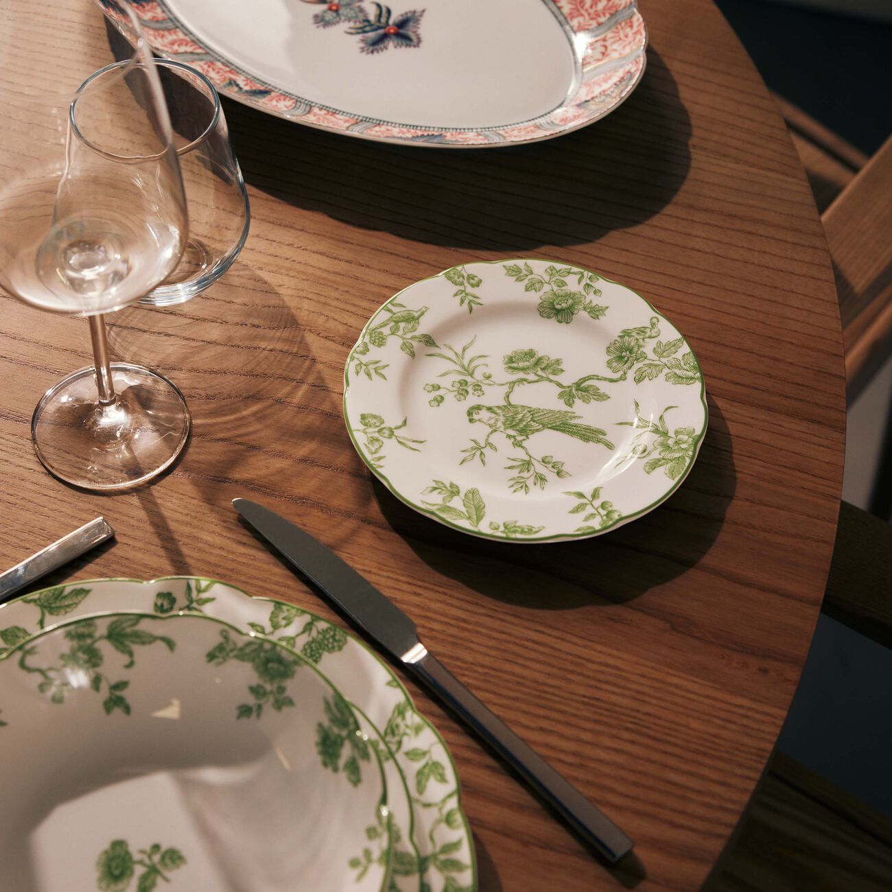 bernardaud albertine bread   butter plate round green 16cm