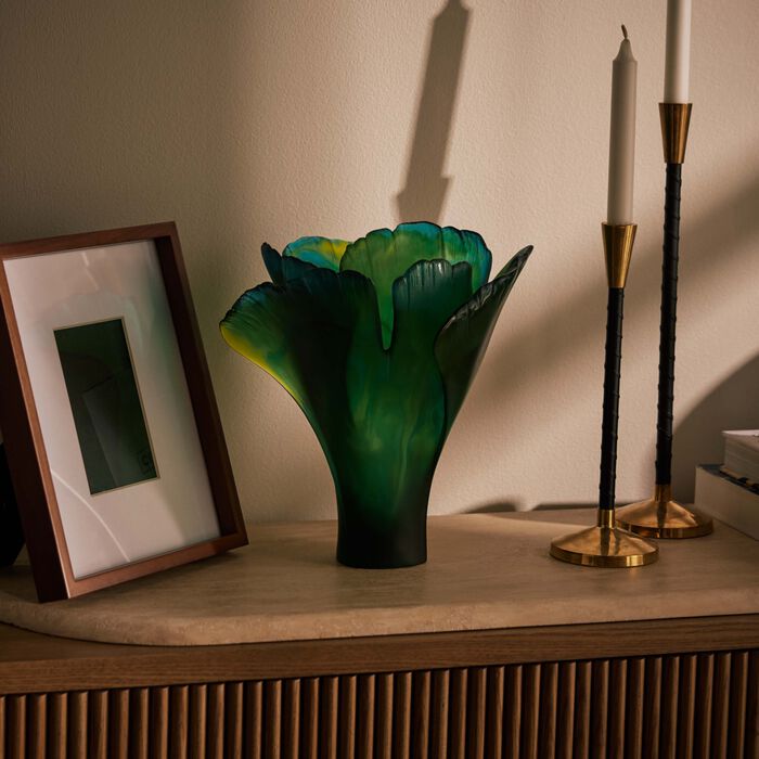 Ginkgo Vase Medium Green daum ginkgo vase medium green
