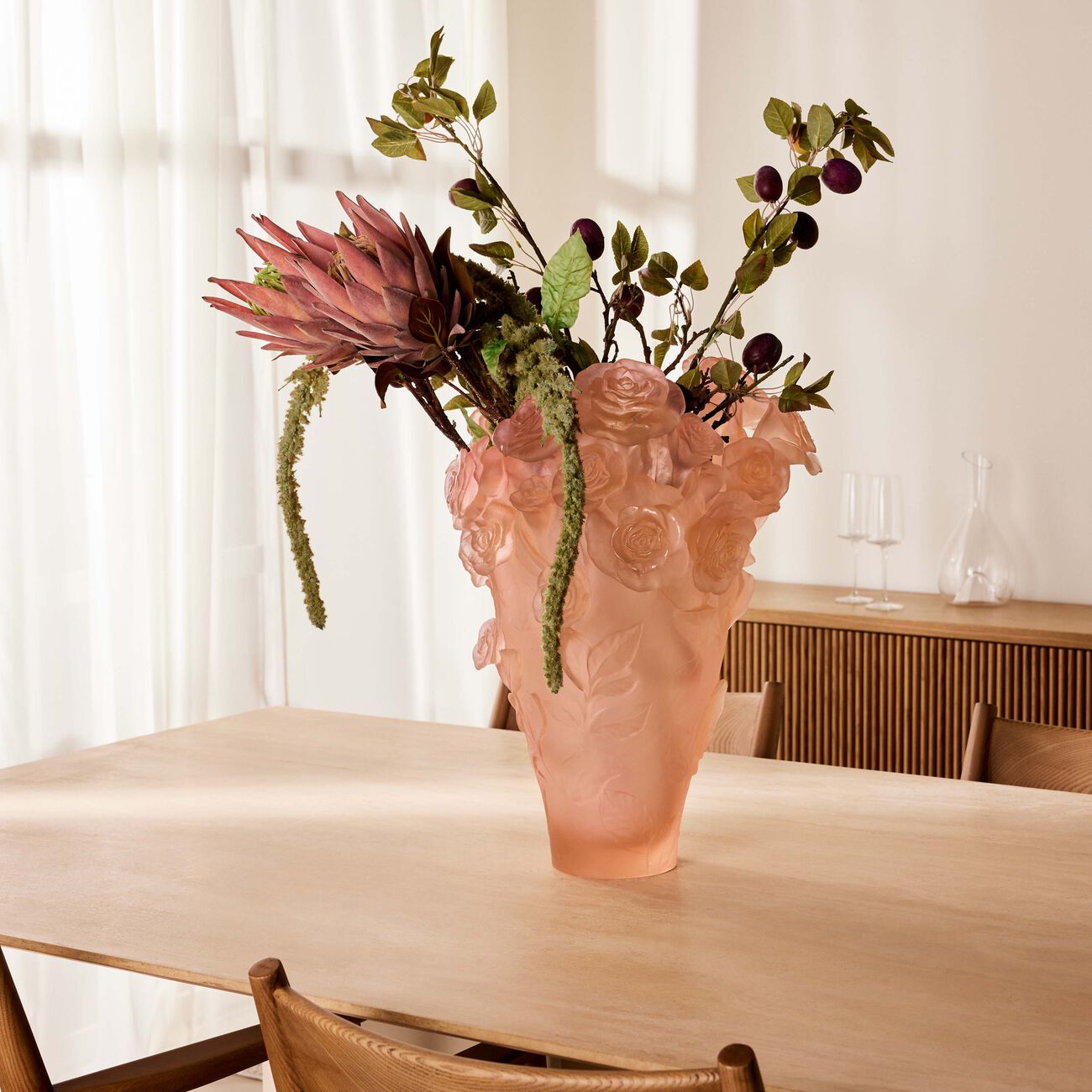 daum rose passion vase large pink