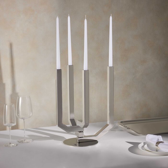 christofle arborescence candelabra stainless steel 4 candles