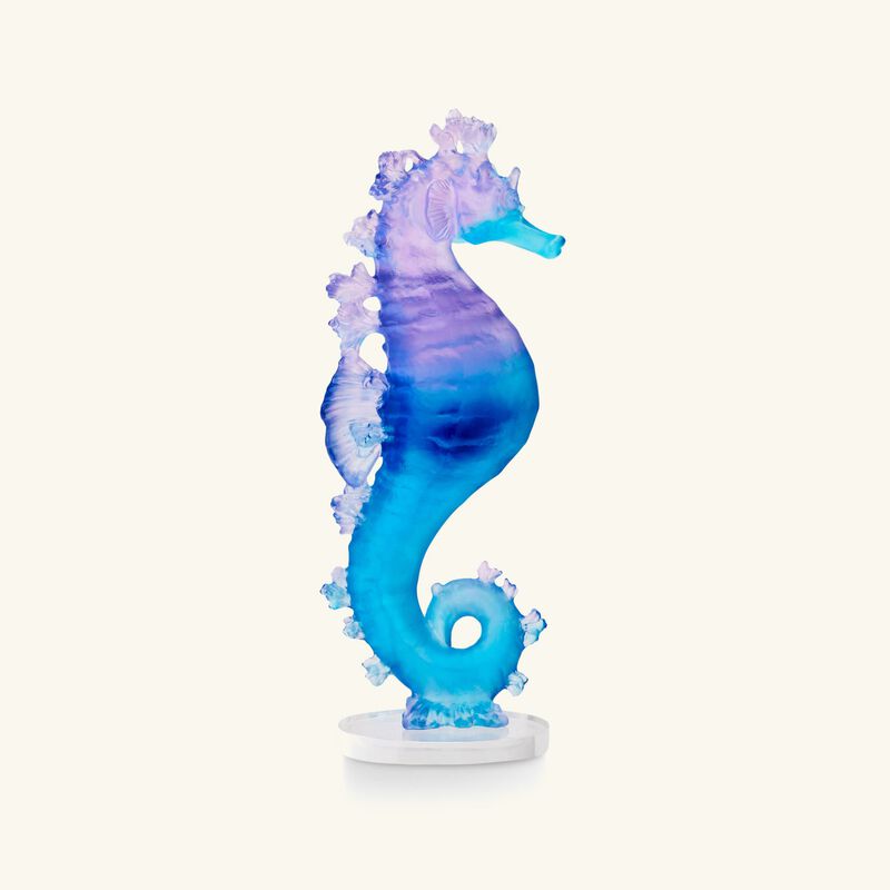 daum mer de corail seahorse figurine mini blue