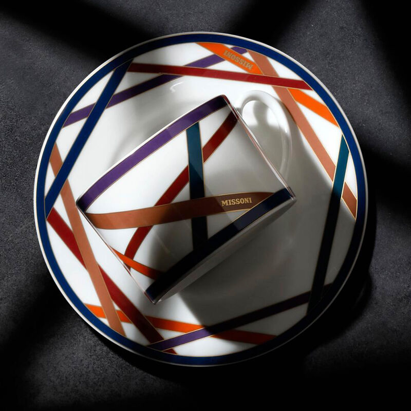 Nastri Tea Cup & Saucer Multicolor Set Of 6 missoni home nastri tea cup saucer multicolor set of 6