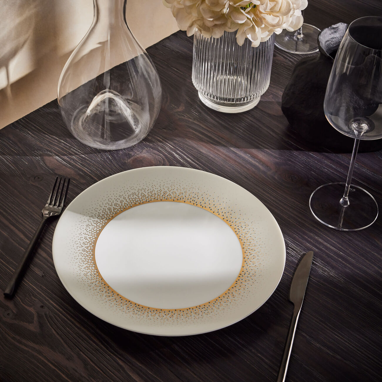 haviland souffle d or dinner plate round gold 28cm