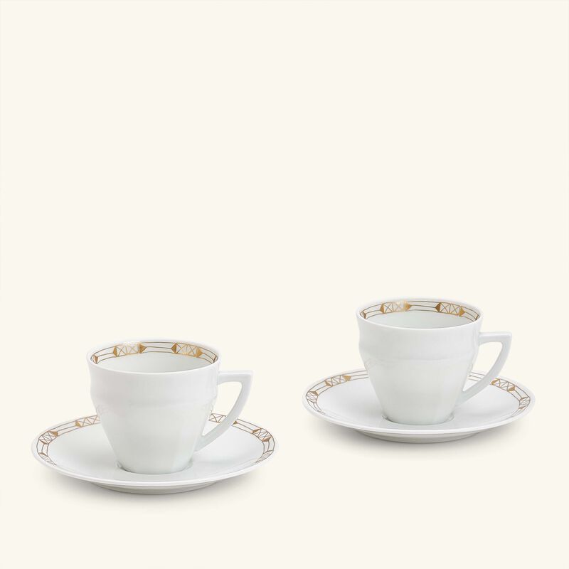 باكارا طقم تاليران المؤلف من فنجانين للقهوة مع صحنيهما باللون الذهبي