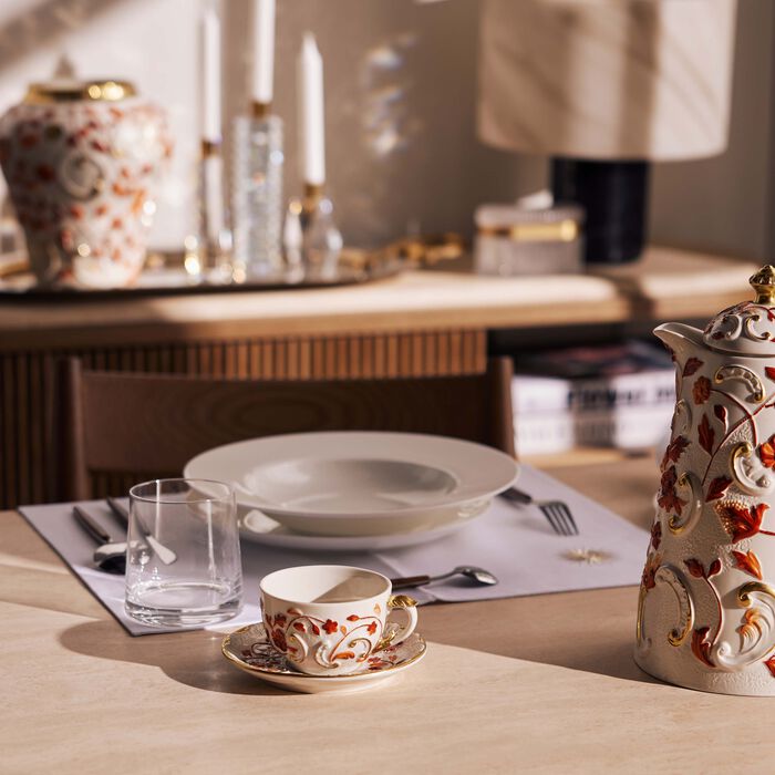 villari taormina tea cup   saucer red