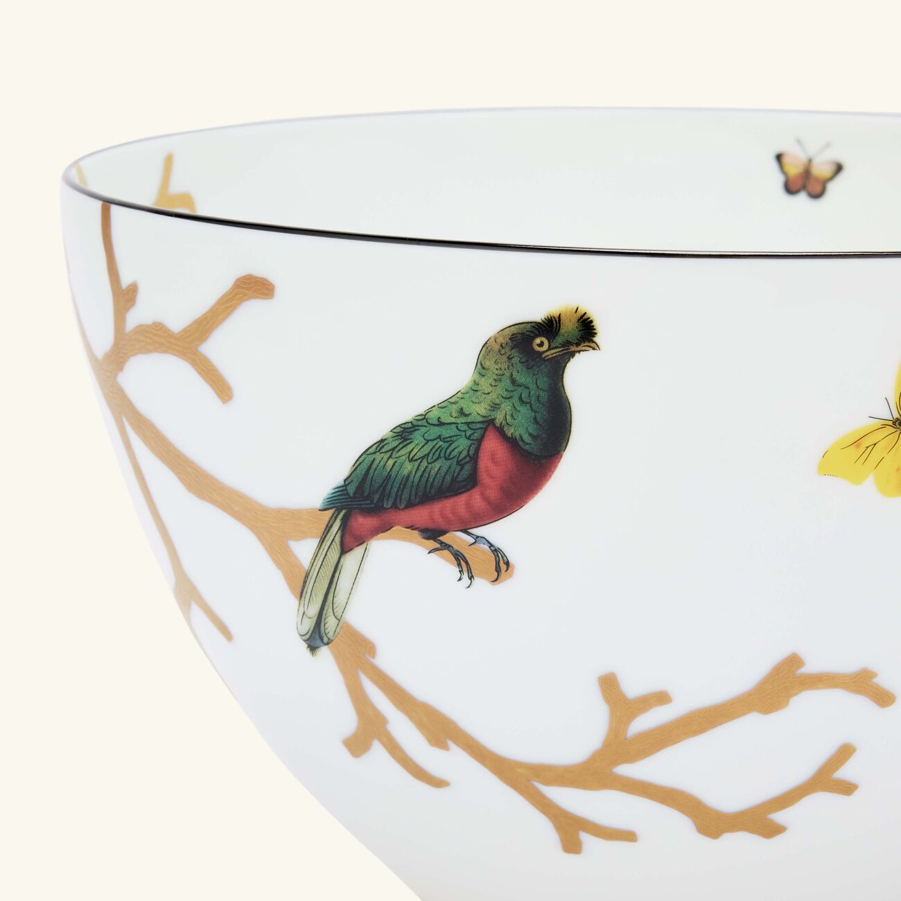 bernardaud aux oiseaux salad bowl gold 27cm